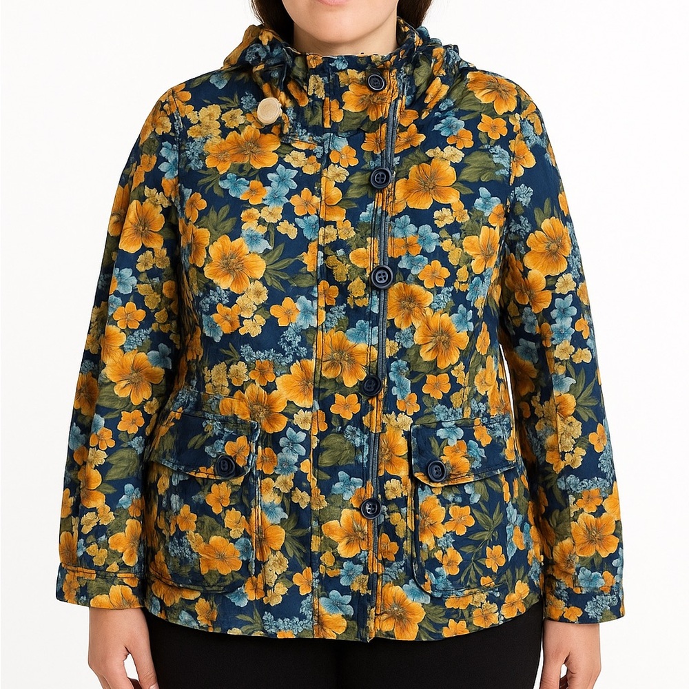 E•Land American Classic Floral Coat  Size Small